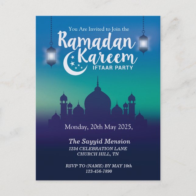 Carte Postale Ramadan Kareem Iftar Party Invite (Devant)