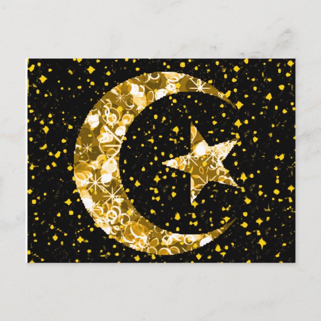 Carte Postale Ramadan Kareem lune et étoile (Devant)