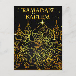 Carte postale Ramadan Kareem or noir
