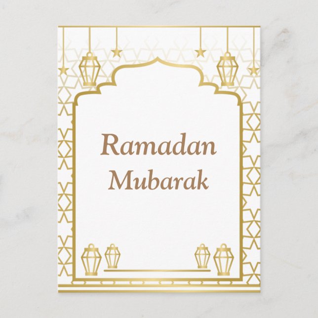 Carte Postale Ramadan Kareem Typographie Texte du Croissant isla (Devant)