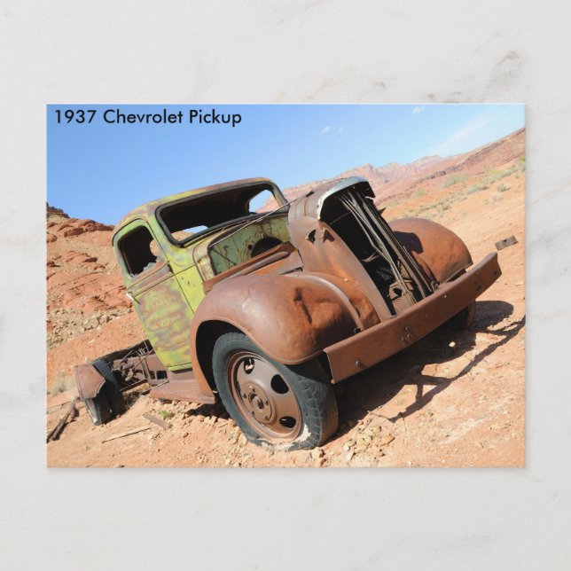 Carte Postale Ramassage Chevy 1937 dans le désert de l'Arizona (Devant)