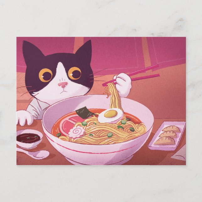 Carte postale Ramen Chat (Devant)
