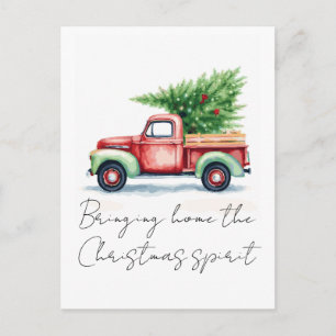 Carte Postale Ramener l'esprit de Noël Camion Rouge
