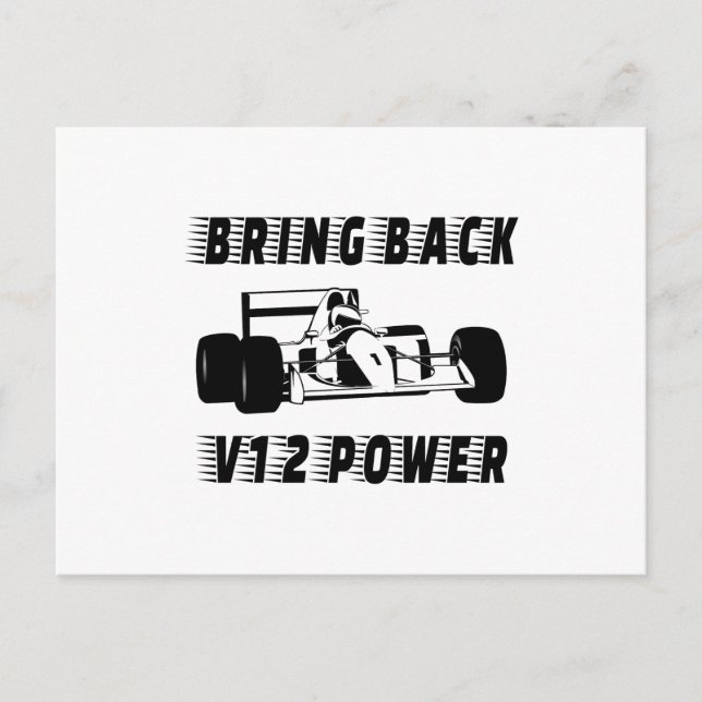 Carte Postale Ramenez la Silhouette de voiture de course V12 (Devant)