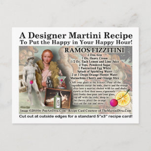 Carte postale Ramos Fizz Martini Recette