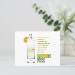 Carte Postale Ramos Gin Fizz Cocktail Recette Art