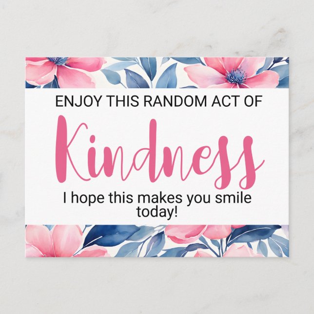 Carte Postale Random Act of Kindness" Motivational floral (Devant)