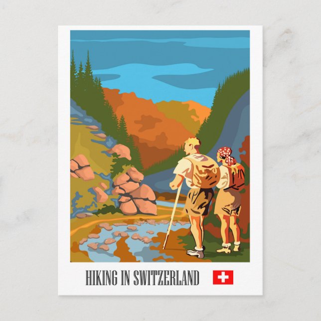 Carte Postale Randonnée en Suisse (Devant)