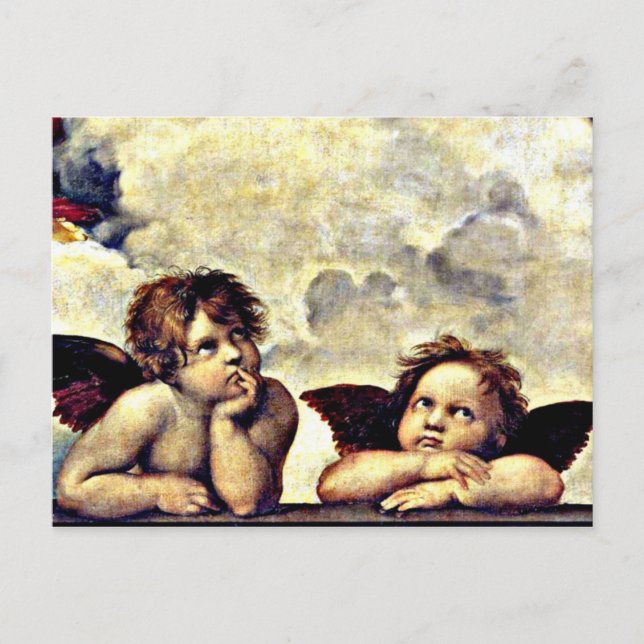 Carte Postale Raphael : Putti, Détail de la Vierge Sixtine (Devant)