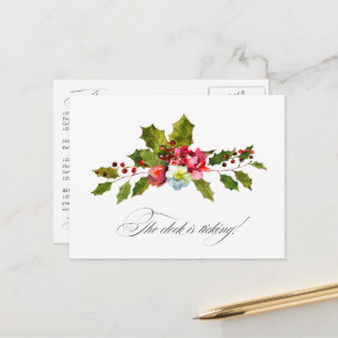 Carte Postale Rappel de l'événement de Noël Holly et Ivy aquarel
