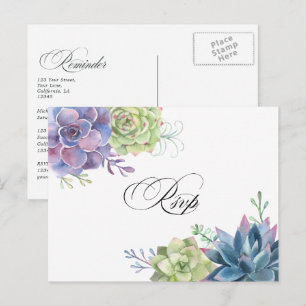 Carte Postale Rappel de mariage de cactus succulents Rsvp