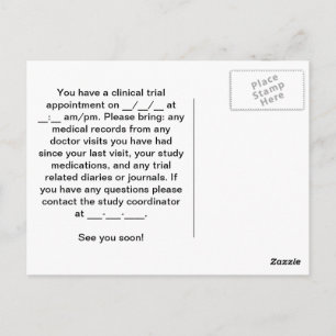 Carte Postale Rappel de nomination pour l'essai clinique
