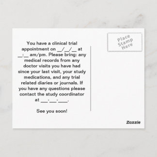 Carte Postale Rappel de nomination pour l'essai clinique