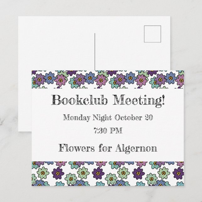 Carte Postale Rappel Floral Bookclub (Devant / Derrière)