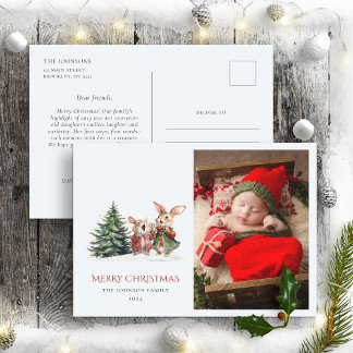 Carte Postale Rapport annuel de famille de Noël Lapins drôles mi