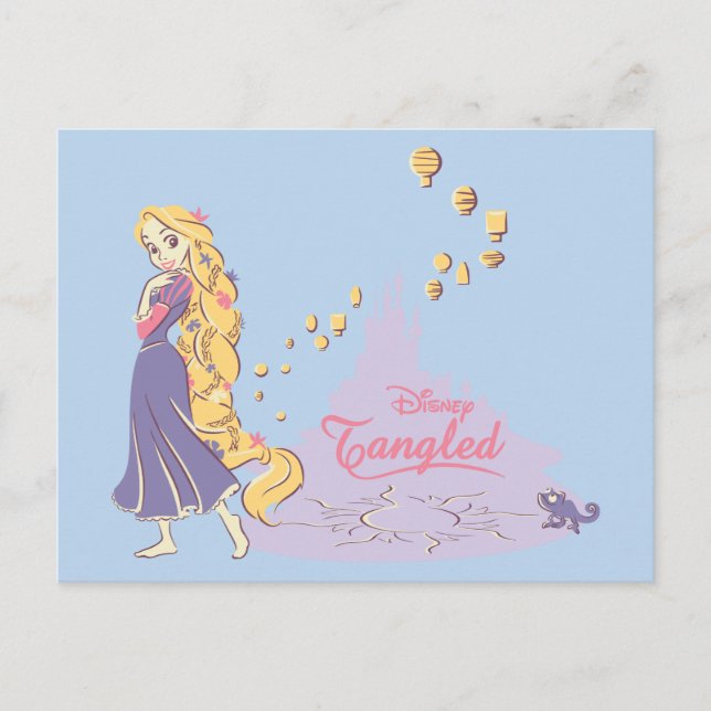 Carte Postale Rapunzel & Pascal en violet (Devant)