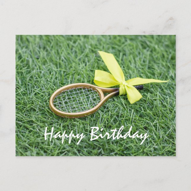 Carte Postale Raquette de tennis et balles de tennis sont sur l' (Devant)