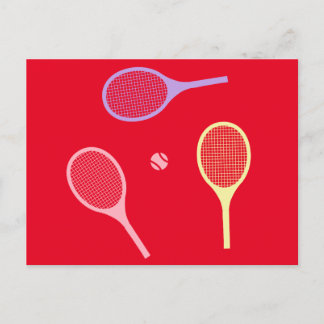 Carte Postale Raquettes de tennis Pastel avec balle de tennis en