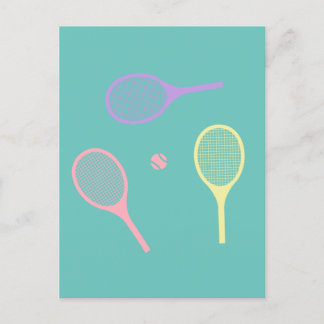 Carte Postale Raquettes de tennis Pastel avec balle de tennis su