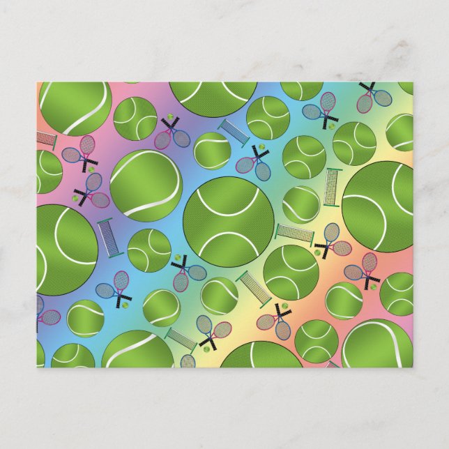 Carte Postale Raquettes et filets de tennis arc-en-ciel (Devant)