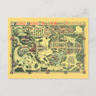 Carte postale rare et ancienne du plan du jardin d