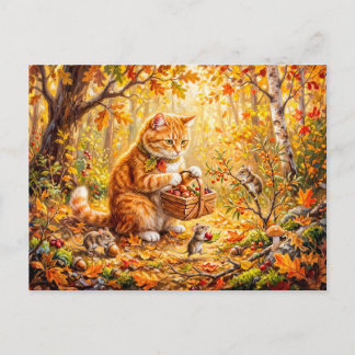 Carte Postale Rassemblement hivernal dans la forêt du chat et de