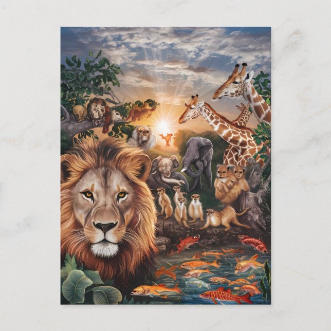 Carte Postale Rassemblement Majestueux de la Jungle (Devant)