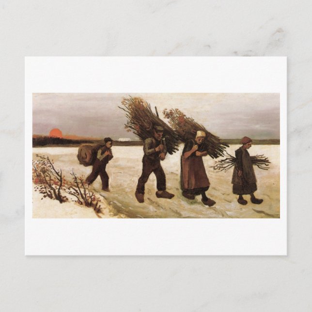 Carte Postale Rassembleurs de bois dans le Snow Van Gogh Art (Devant)