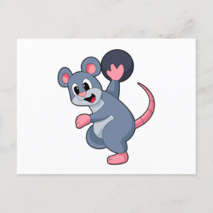 Carte Postale Rat à Bowling avec Bowling boule
