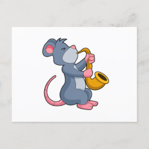 Carte Postale Rat au music avec saxophone