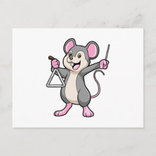 Carte Postale Rat au Musique avec Triangel