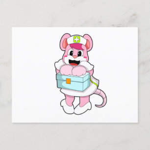 Carte Postale Rat comme infirmière avec boîte