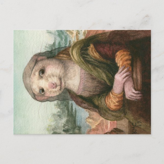 Carte Postale Rat comme Mona Lisa Leonardo da Vinci kmcoriginals (Devant)