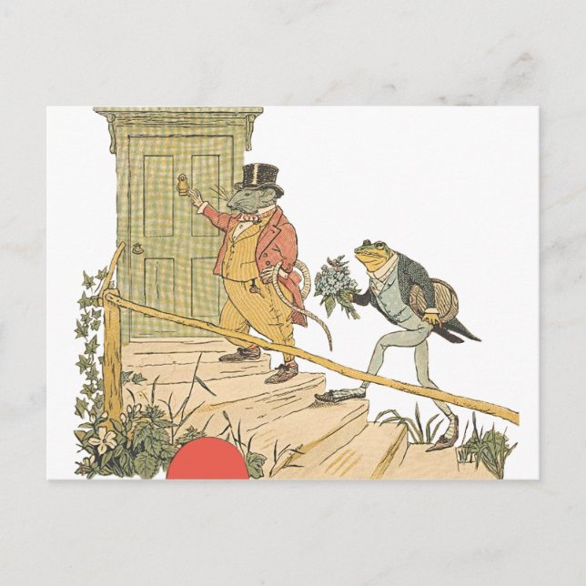 Carte Postale Rat et grenouille dans les fleurs de Tuxedo (Devant)