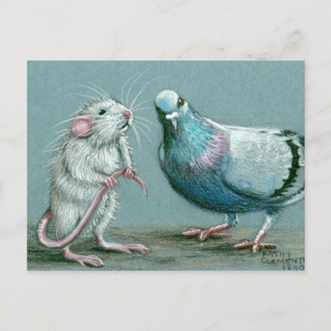 Carte postale Rat et Pigeon (Devant)