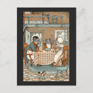 Carte Postale Rat Family se trouve au petit-déjeuner