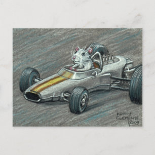 Carte postale Rat in Race Car