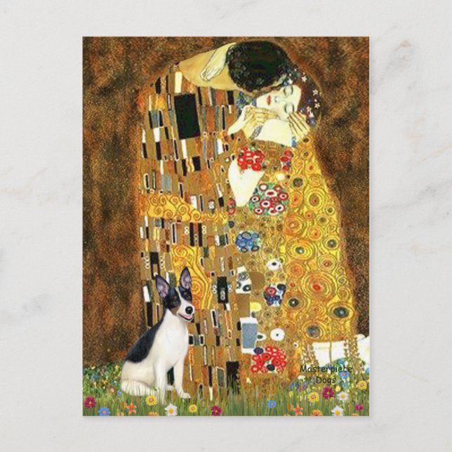 Carte Postale Rat Terrier - Le Baiser (Devant)