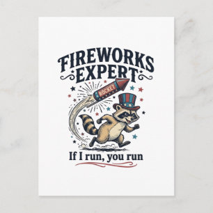 Carte Postale Raton Expert Feux d'Artifice Vintage Quatre Juille