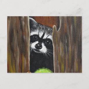 Carte Postale Raton laveur dans un arbre peinture