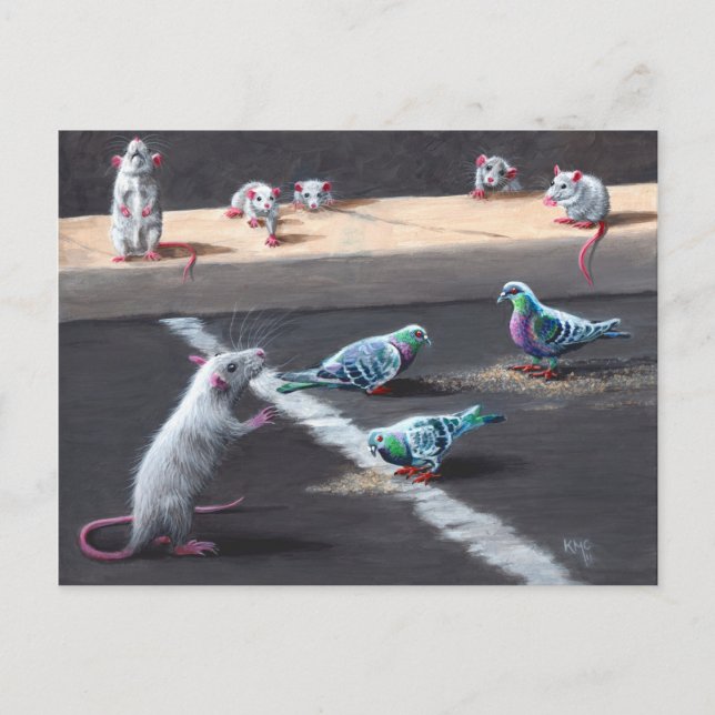 Carte postale Rats et Pigeons (Devant)