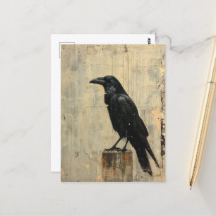 Carte Postale Raven Grunge Cracked Peinture