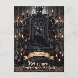 Carte Postale Raven King on Throne Retirement with Custom Name