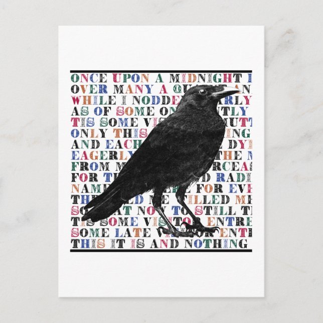 Carte Postale Raven Poem Edgar Allan Poe (Devant)