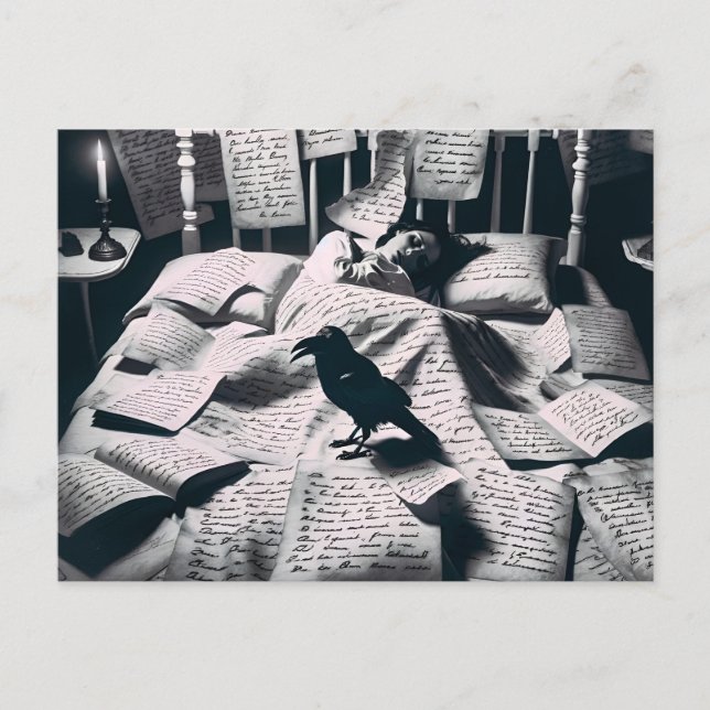 Carte Postale Raven regarde une femme qui dort (Devant)