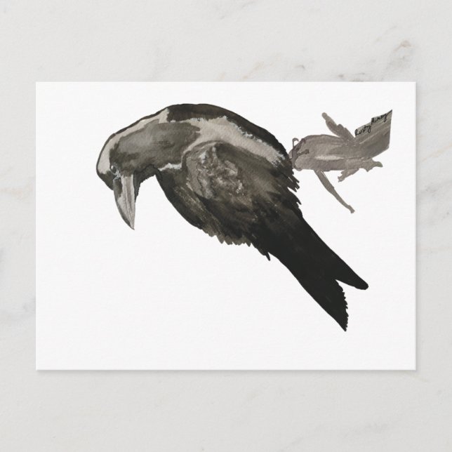 Carte Postale Raven Watercolor Postcard (Devant)