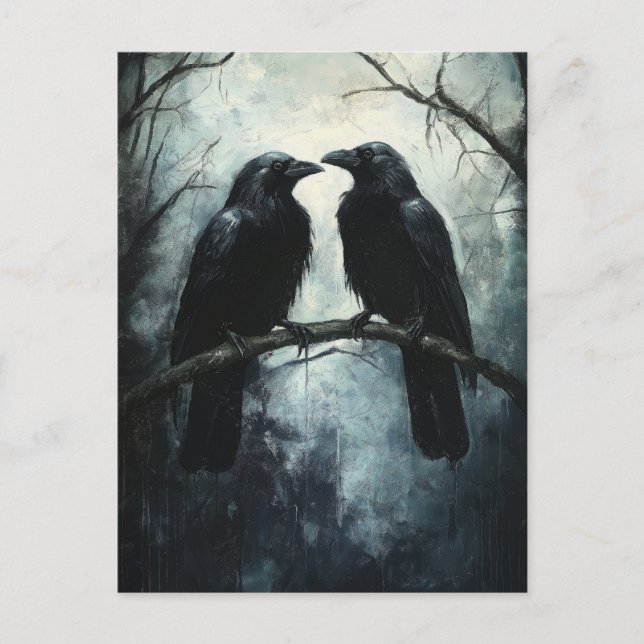 Carte Postale Ravens gothiques : Une peinture à l'huile sombre e (Devant)