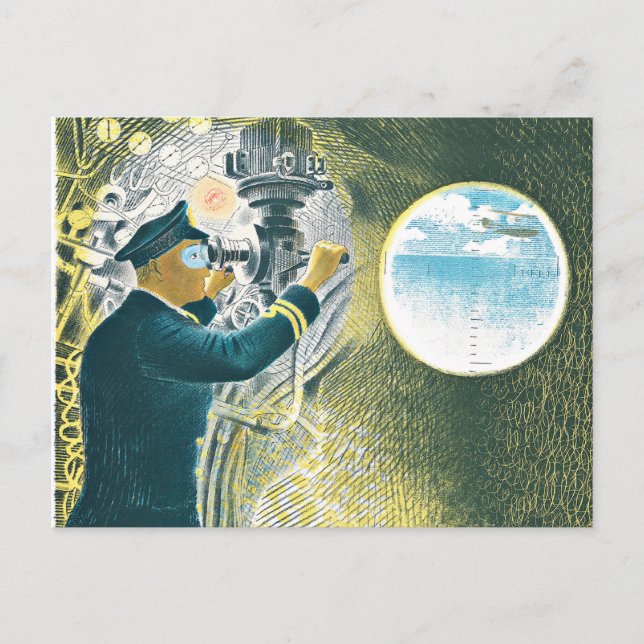 Carte Postale Ravilif - Officier à la recherche d'un periscope (Devant)