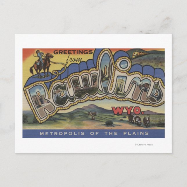 Carte Postale Rawlins, Wyoming - Scènes de grandes lettres (Devant)