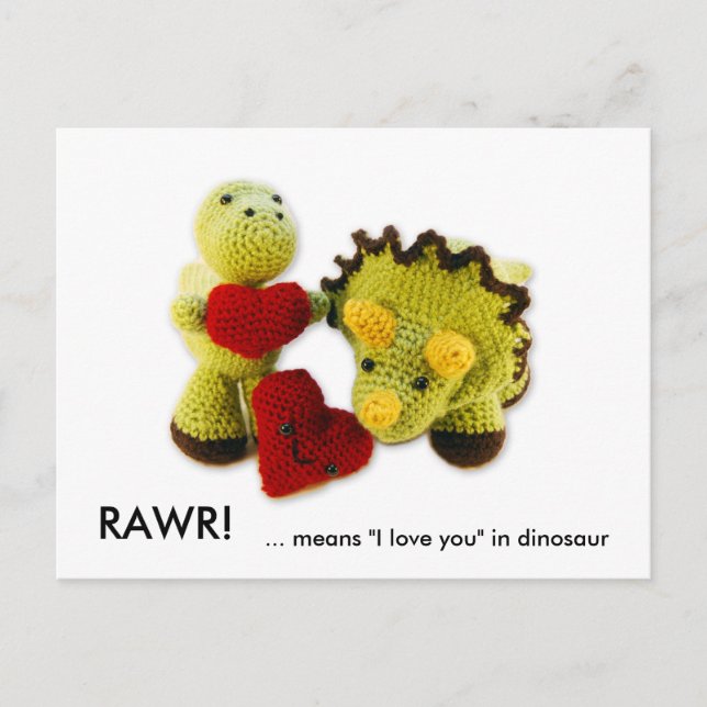 Carte Postale RAWR !, ... signifie "Je t'aime" en dinosaure (Devant)